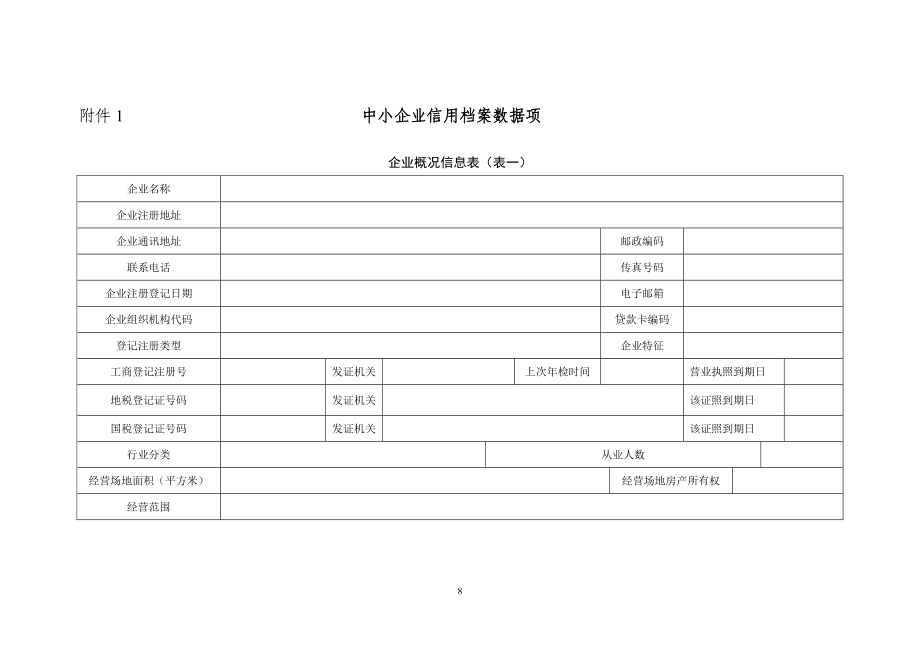 中小企业信用档案数据项.doc_第1页