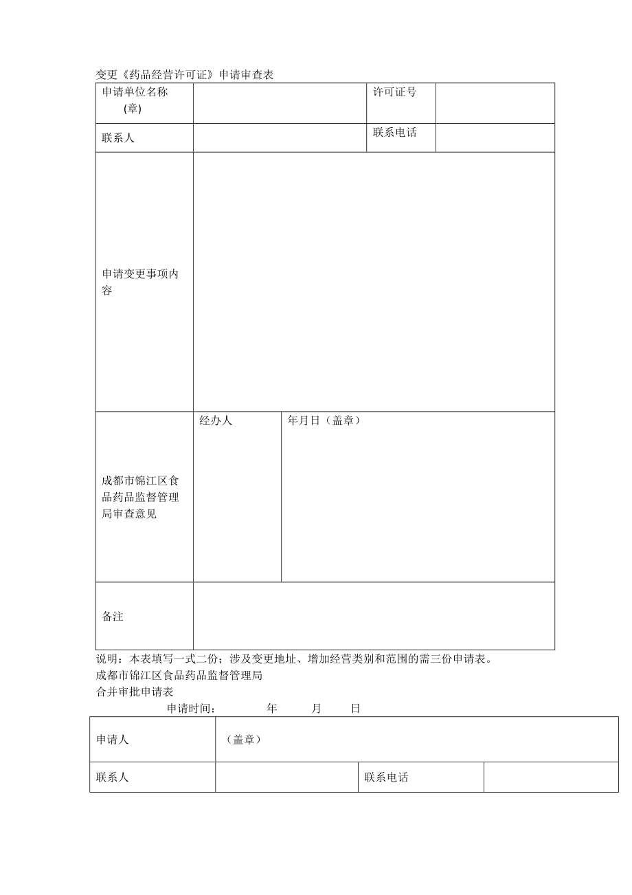 变更《药品经营许可证》申请审查表.doc_第1页