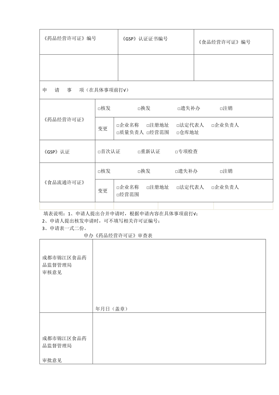 变更《药品经营许可证》申请审查表.doc_第2页