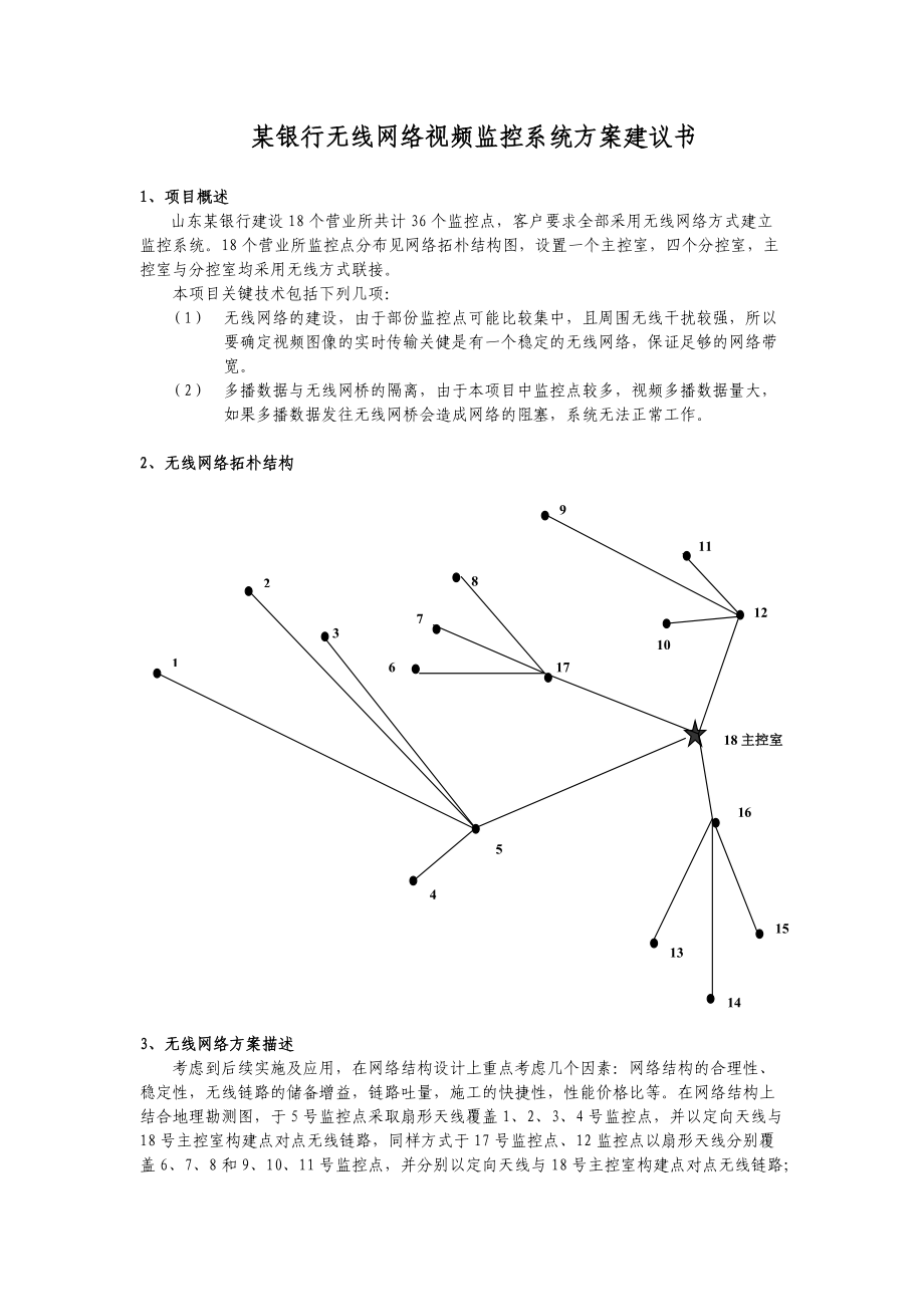 某银行无线网络视频监控系统方案建议书.docx_第1页