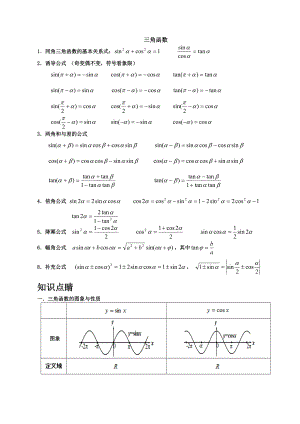 三角函数讲义(适用于高三第一轮复习).doc