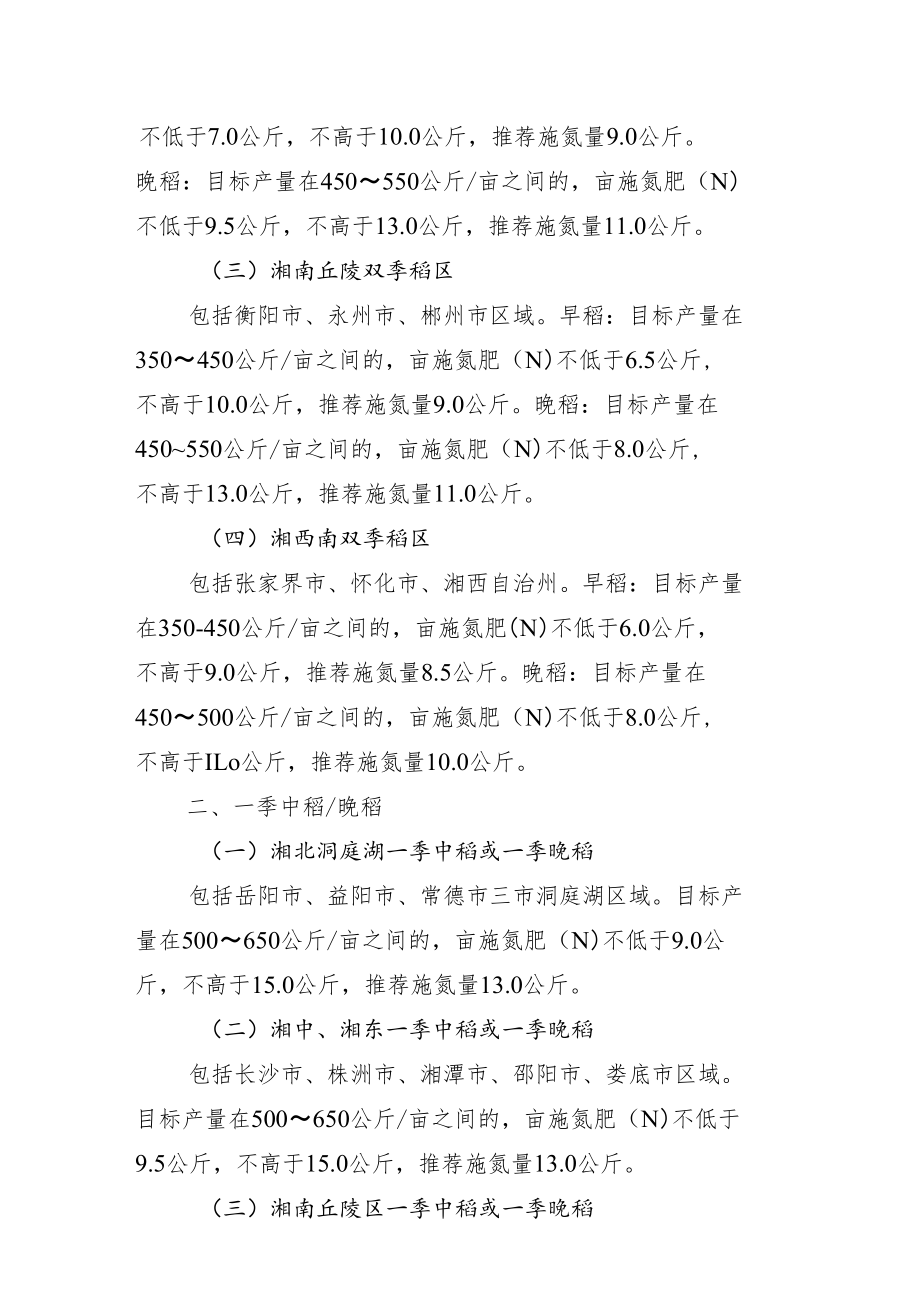 湖南省水稻、玉米、油菜、柑橘产区氮肥定额用量（试行）.docx_第2页