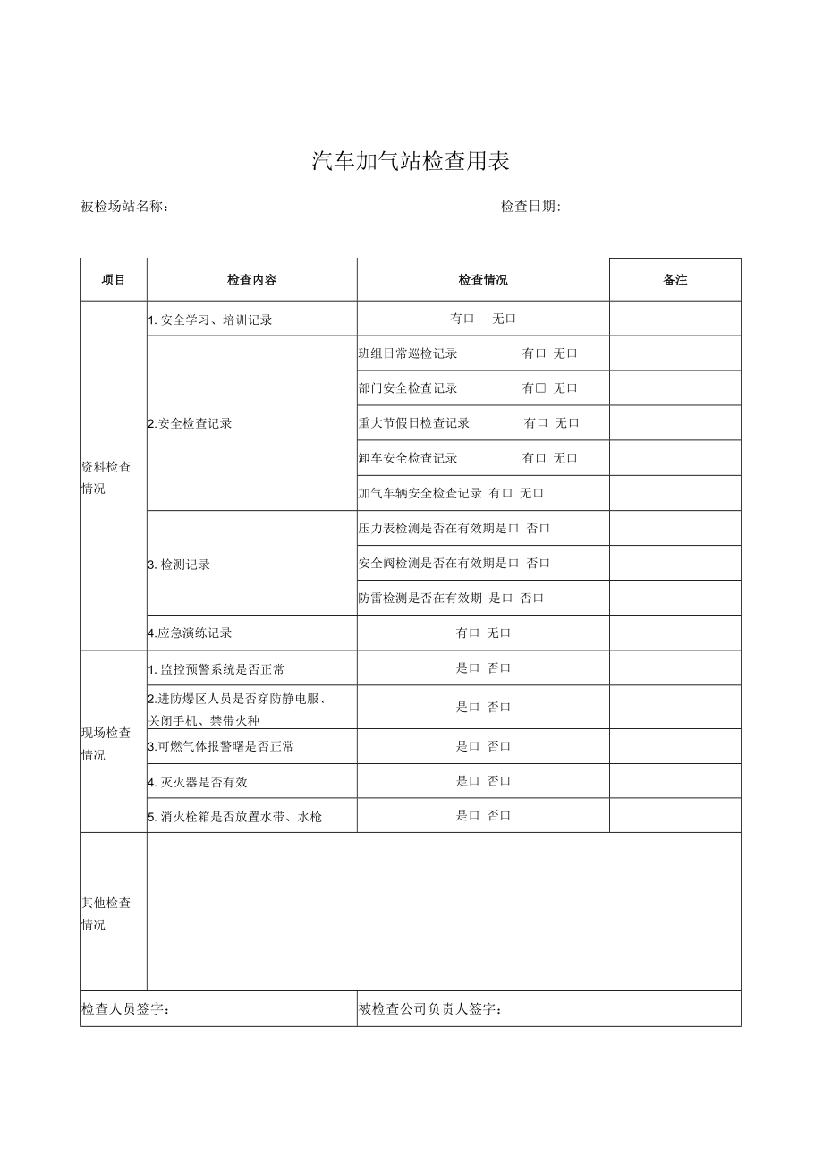 汽车加气站检查用表.docx_第1页