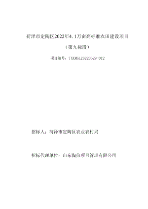 菏泽市定陶区2022年1万亩高标准农田建设项目第九标段.docx