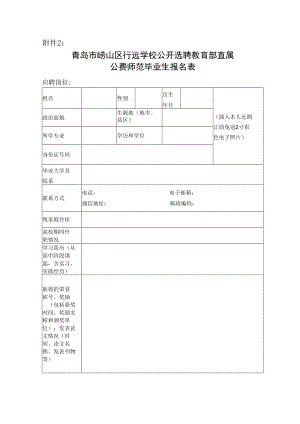 附件2： 免费师范生应聘报名表.docx