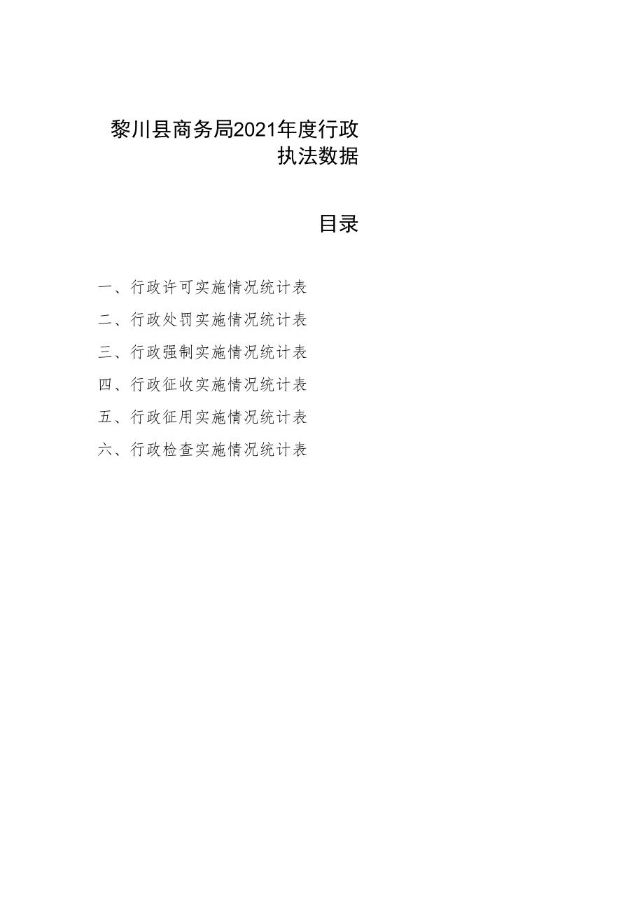 黎川县商务局2021年度行政执法数据目录.docx_第1页
