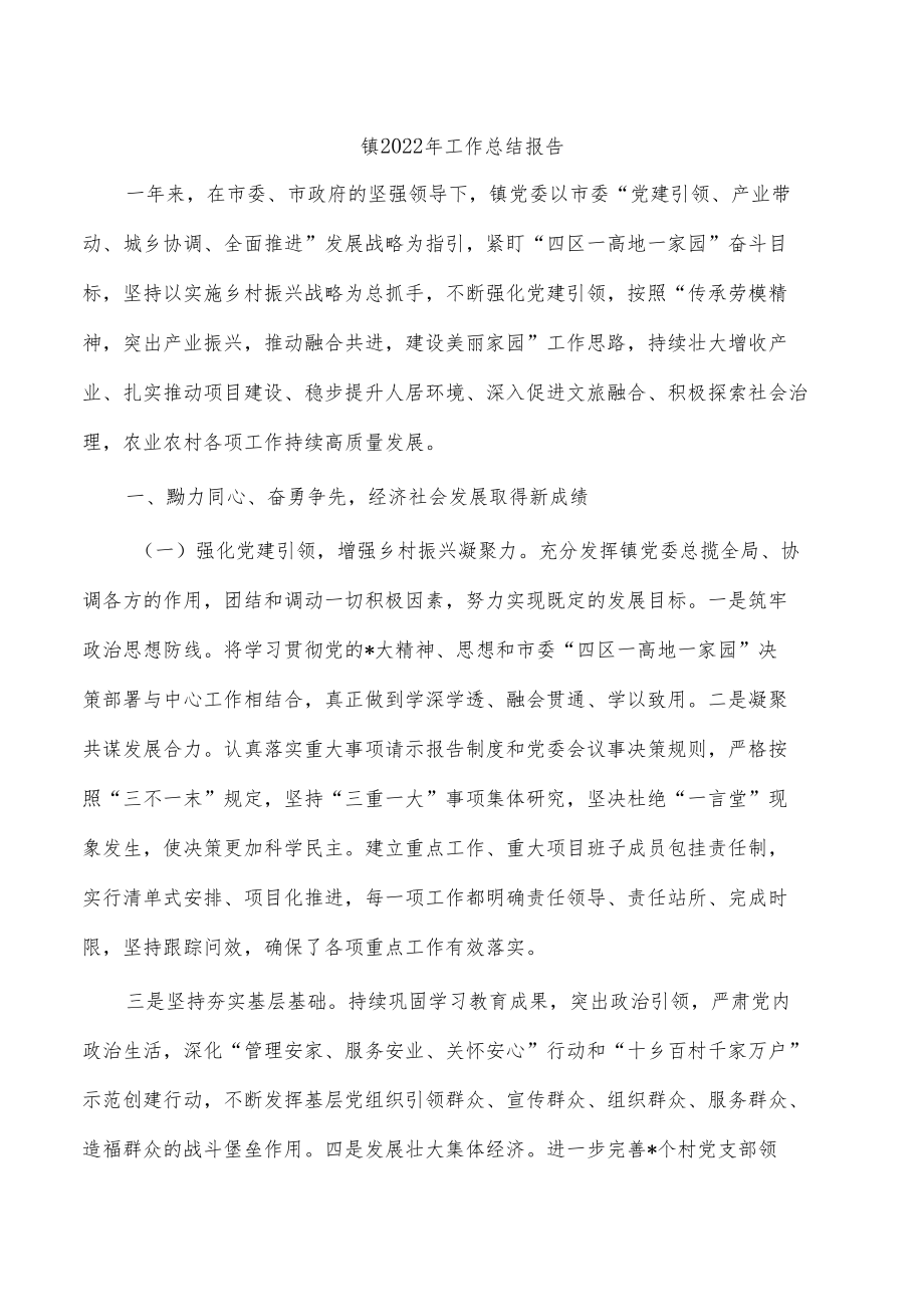 镇2022年工作总结报告.docx_第1页