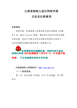 XXXX年云南省国税纳税人进行网络申报方法及注意事项.docx