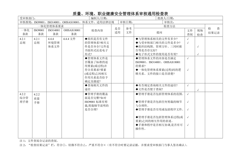 三合_管理体系内审检查表.docx_第1页