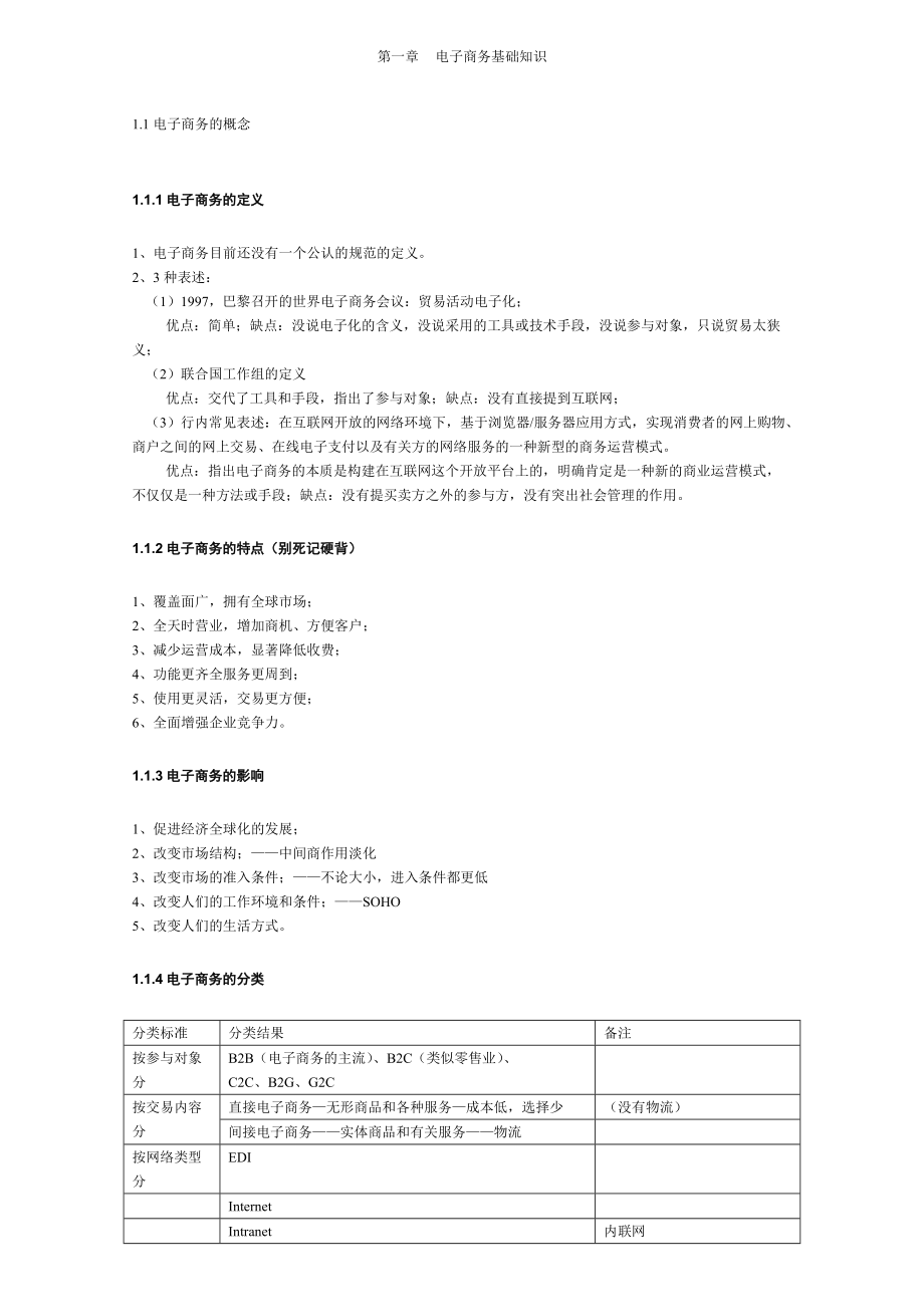 第一章电子商务基础知识至第五章电子商务安全管理.docx_第1页