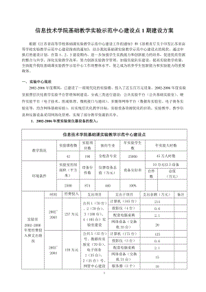 信息技术学院基础教学实验示范中心建设点1期建设方案.docx