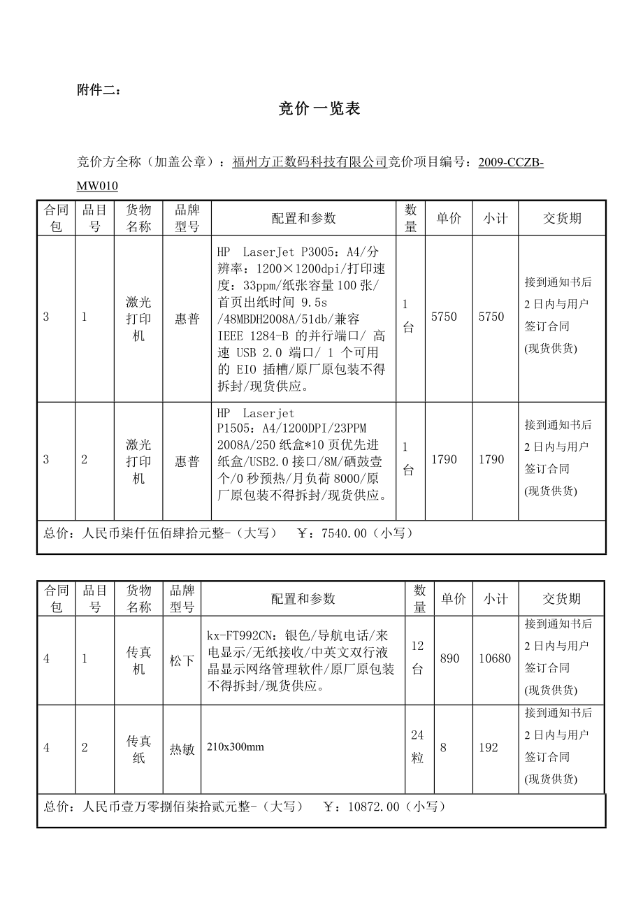 马尾区办公自动化设备网上竞价报价文件(格式).docx_第2页