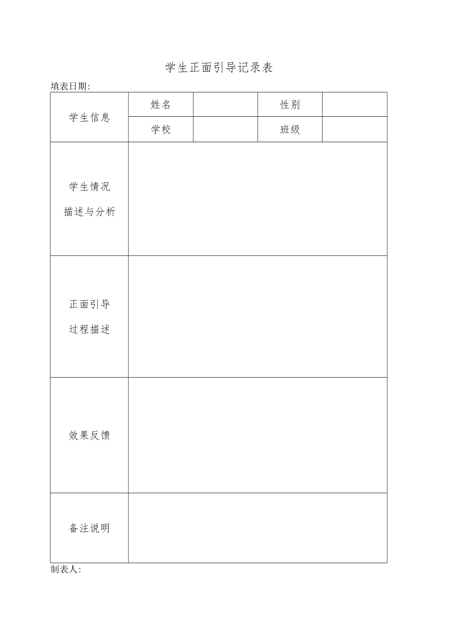 学生正面引导记录表.docx_第1页