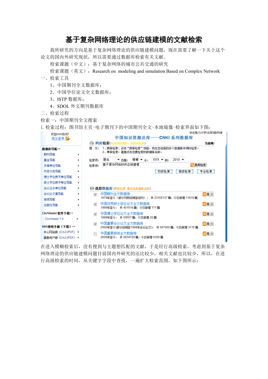 基于复杂网络理论的供应链建模的文献检索.docx_第1页