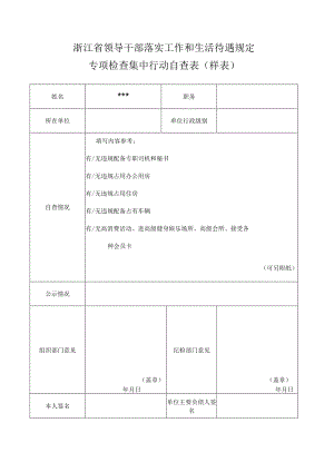 浙江省领导干部落实工作和生活待遇规定专项检查集中行动自查表（样表）.docx