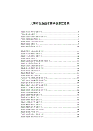 北海市企业技术需求信息汇总表（DOC 127页）.docx