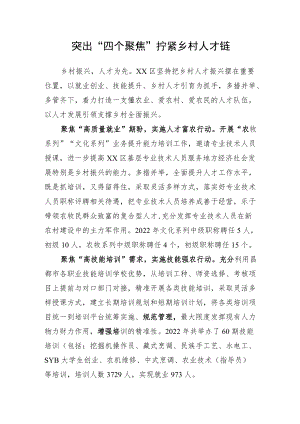 乡村振兴亮点材料 突出“四个聚焦” 拧紧乡村人才链.docx