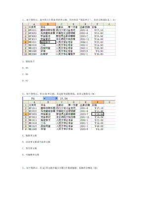 初中信息技术EXCEL选择题.docx