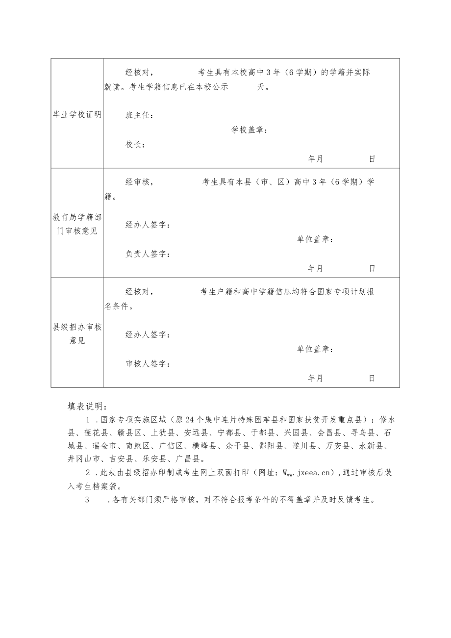 江西省2023年普通高校招生国家专项申报资格审核表.docx_第2页