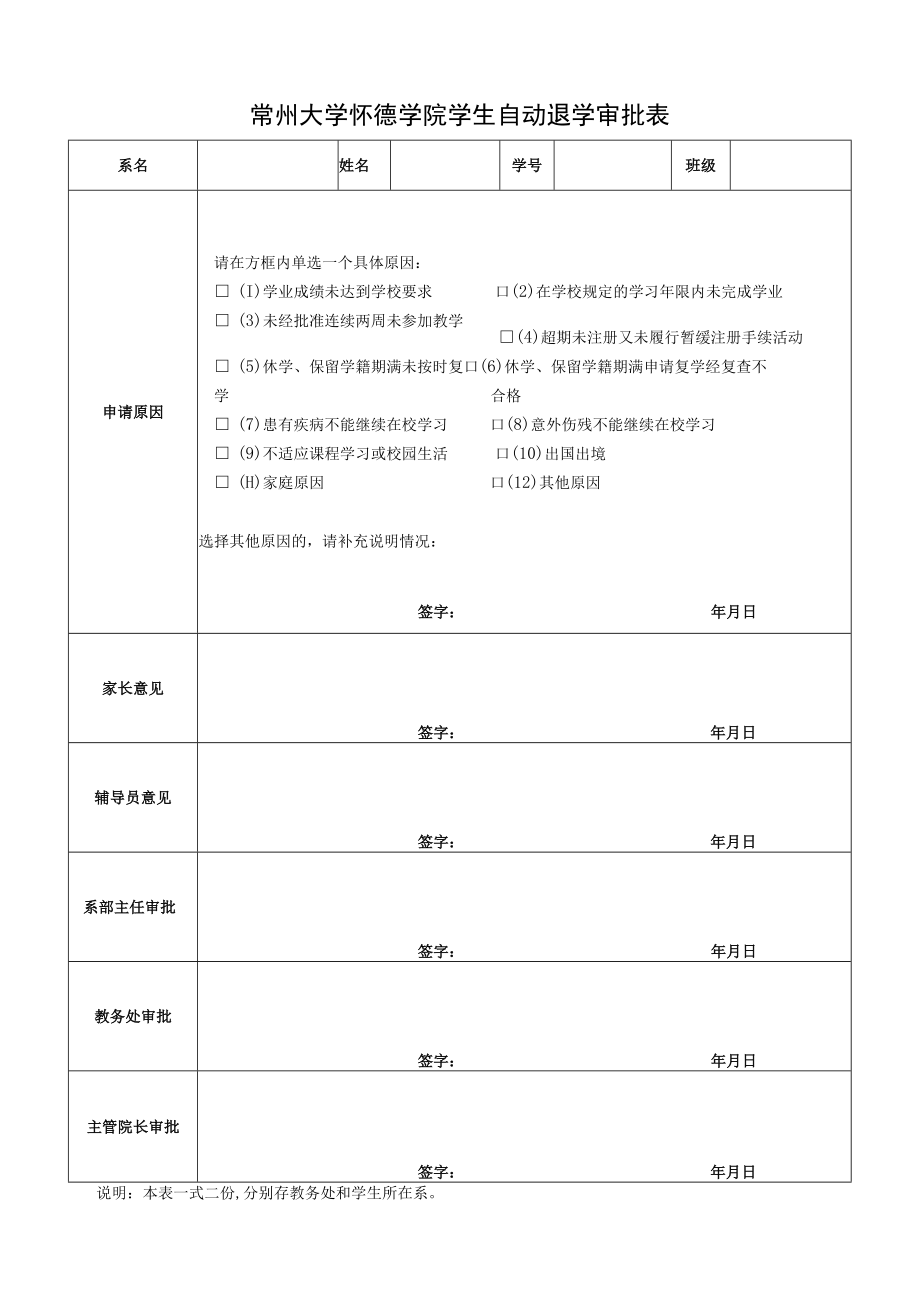 江苏工业学院学生自动退学审批表.docx_第1页