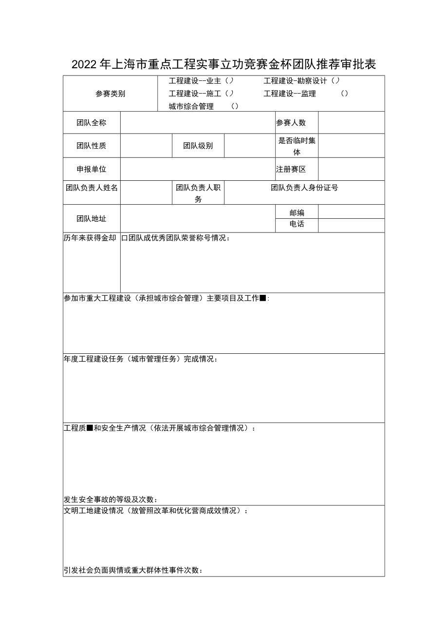 2022年度上海市重点工程实事立功竞赛金杯团队推荐审批表.docx_第1页