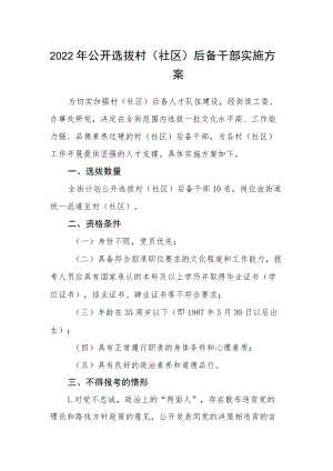 2022年公开选拔村（社区）后备干部实施方案.docx