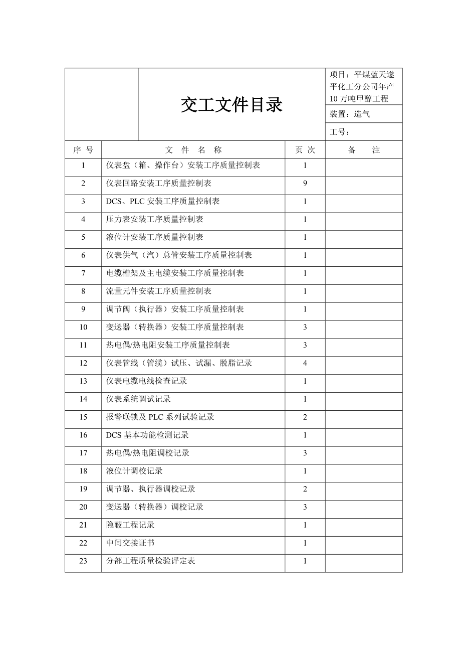 自动化仪表交工资料.docx_第1页