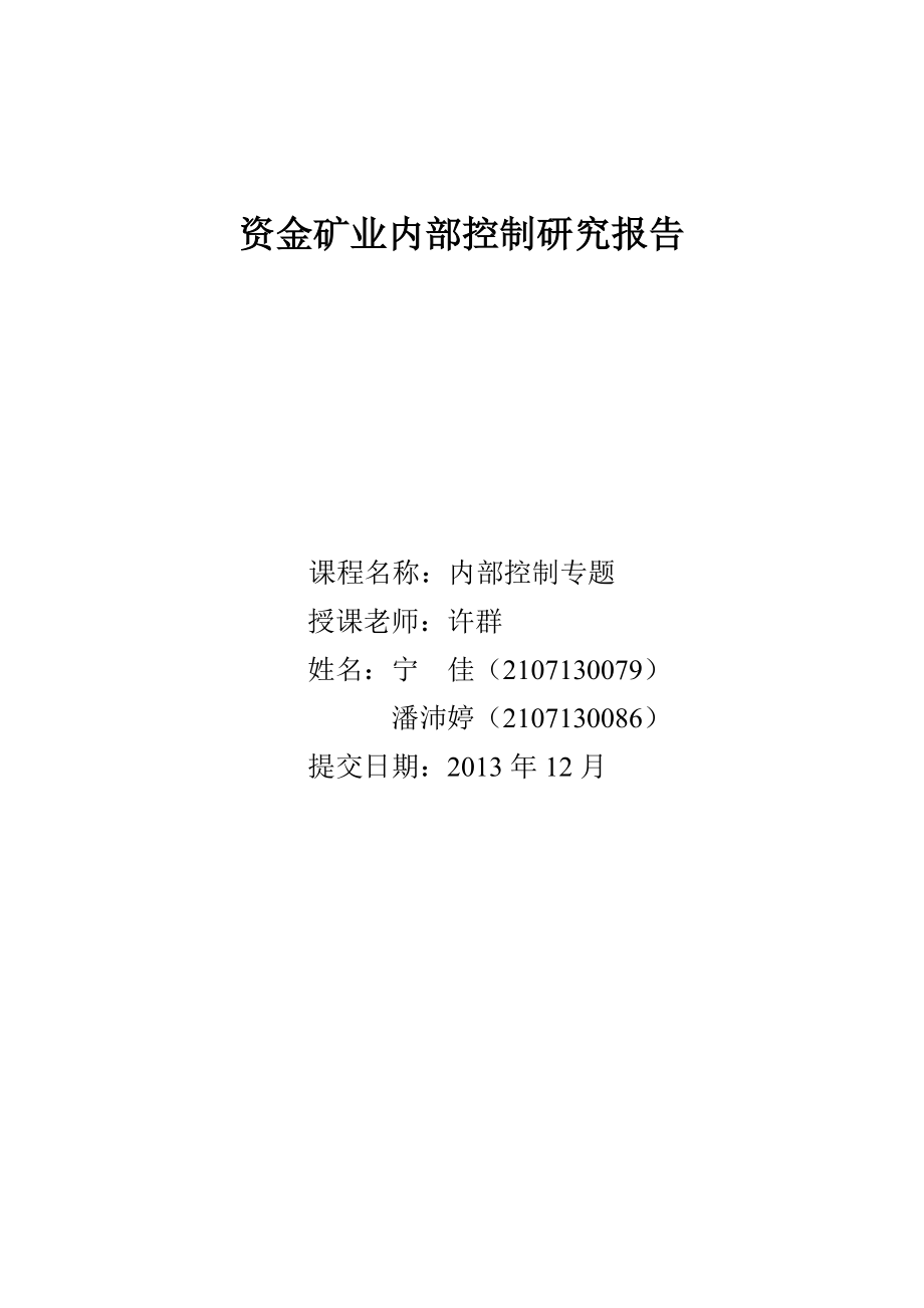 资金矿业内部控制与分析.docx_第1页