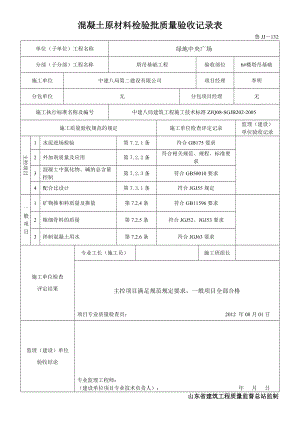 混凝土原材料检验批质量验收记录表.docx