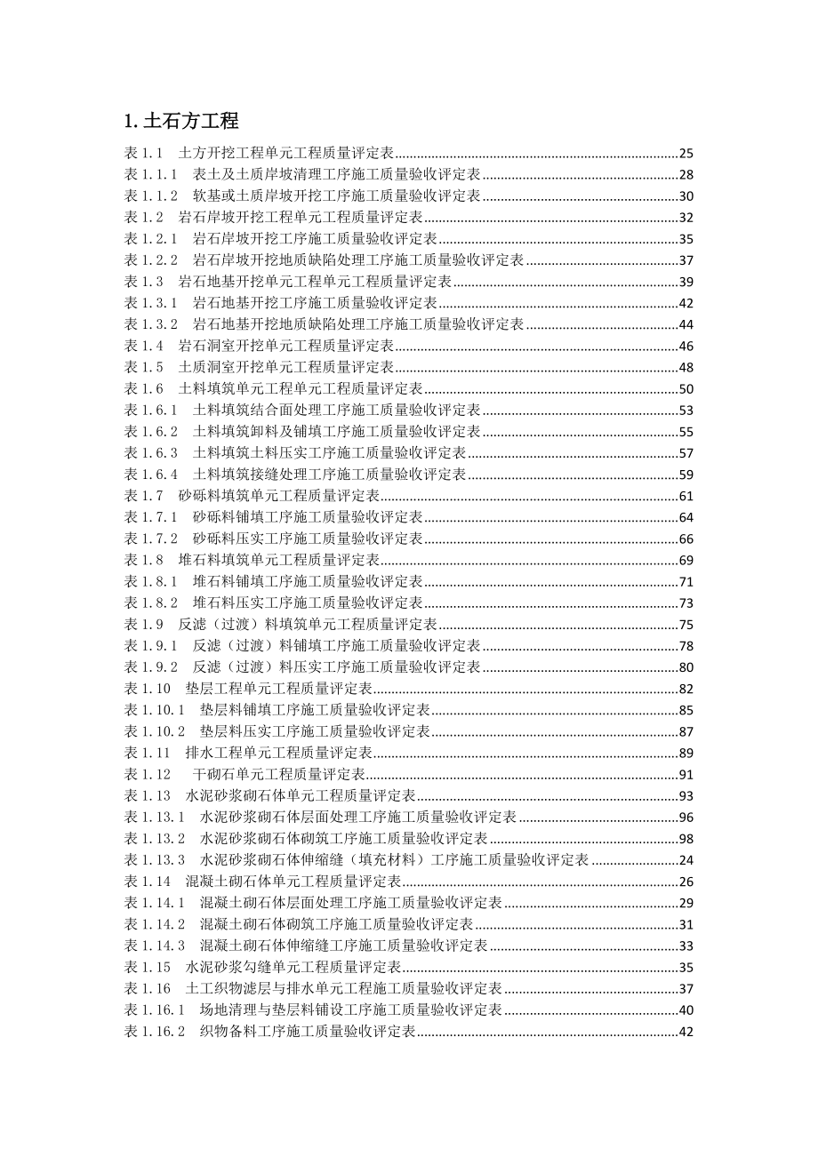 1土石方工程质量评定表及填表说明(带目录).docx_第1页