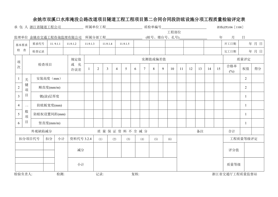 隧道工程隔离栅和防落网分项工程质量检验评定表.docx_第2页