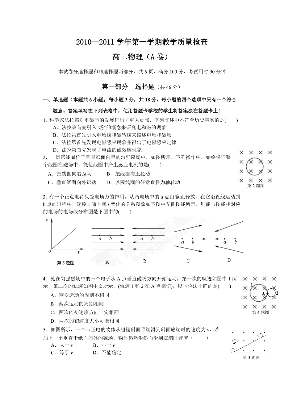 高二物理教学质量测试.docx_第1页