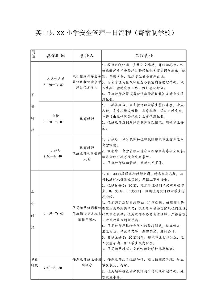 英山县××小学安全管理一日流程寄宿制学校.docx_第1页