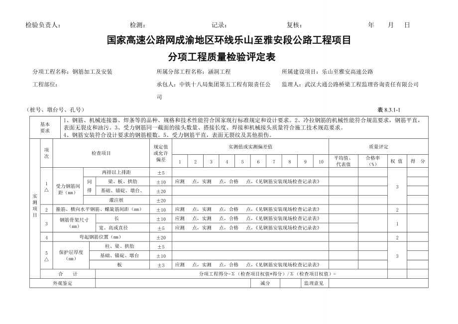 工程质量检验评定表(桥、涵).docx_第2页