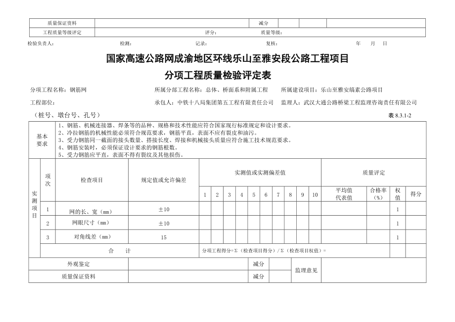 工程质量检验评定表(桥、涵).docx_第3页