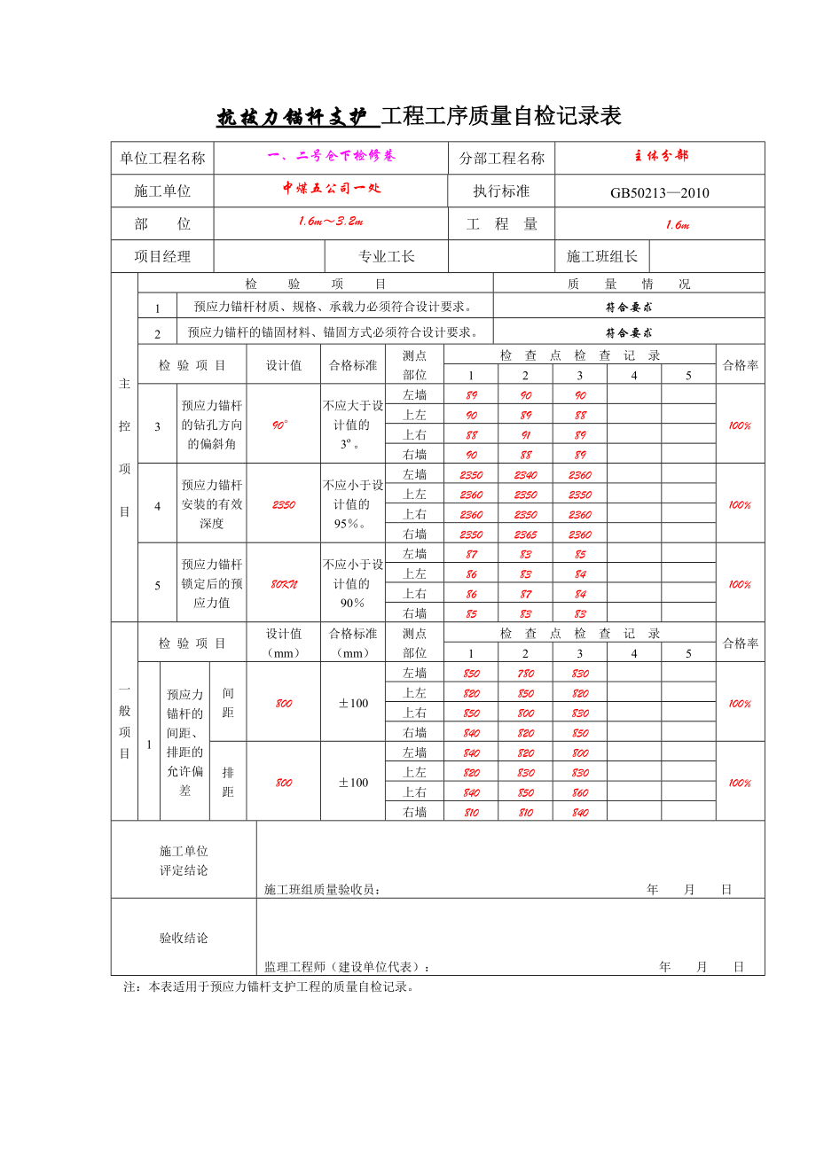 预应力锚杆支护工程工序质量验收记录表.docx_第2页