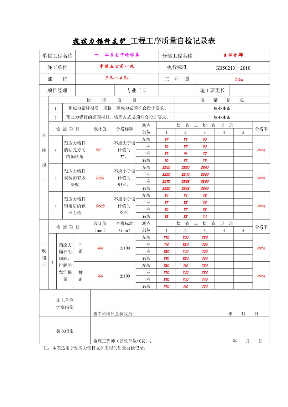 预应力锚杆支护工程工序质量验收记录表.docx_第3页