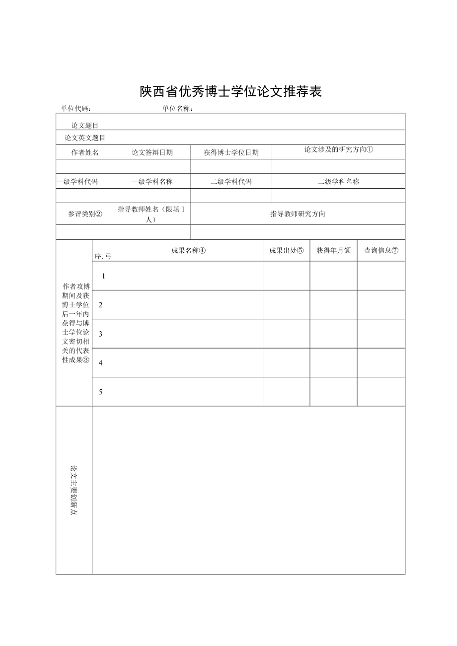 陕西省优秀博士学位论文推荐表.docx_第1页