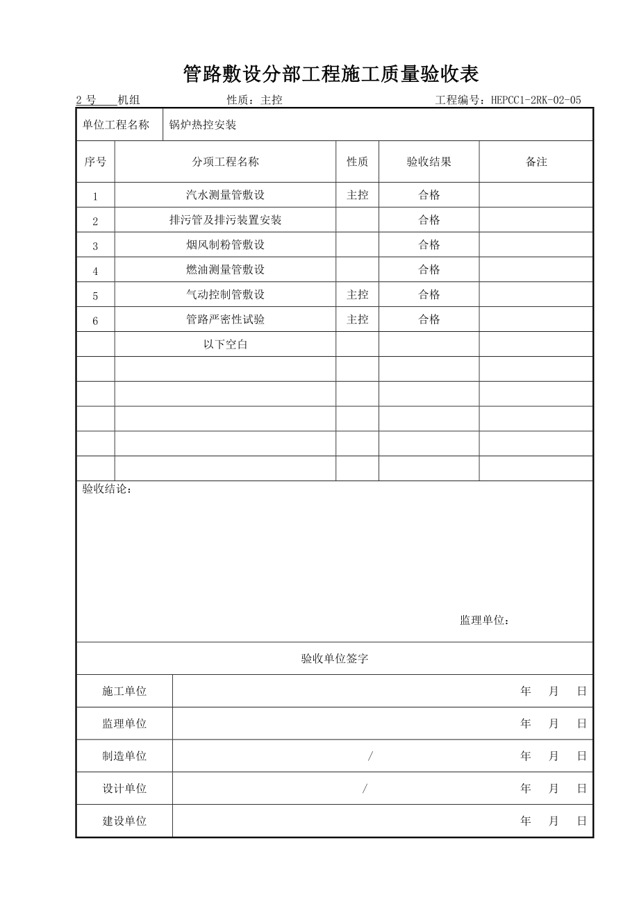 (305)管路敷设分部工程施工质量验收表.docx_第1页