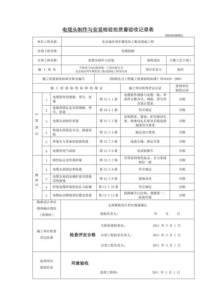 电缆头制作与安装检验批质量验收记录表(楼内).docx_第1页