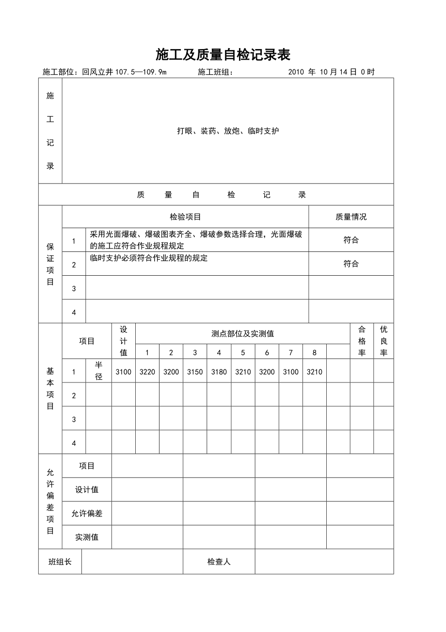 10月份回风立井施工及质量自检记录表.docx_第3页