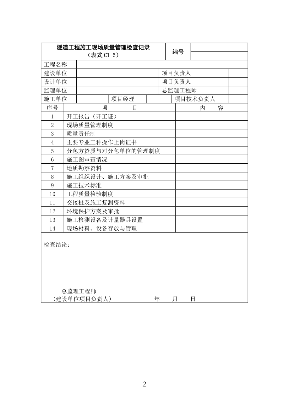 隧道工程施工质量验收标准(表格).docx_第2页