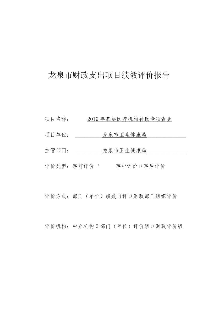 龙泉市财政支出项目绩效评价报告.docx_第1页