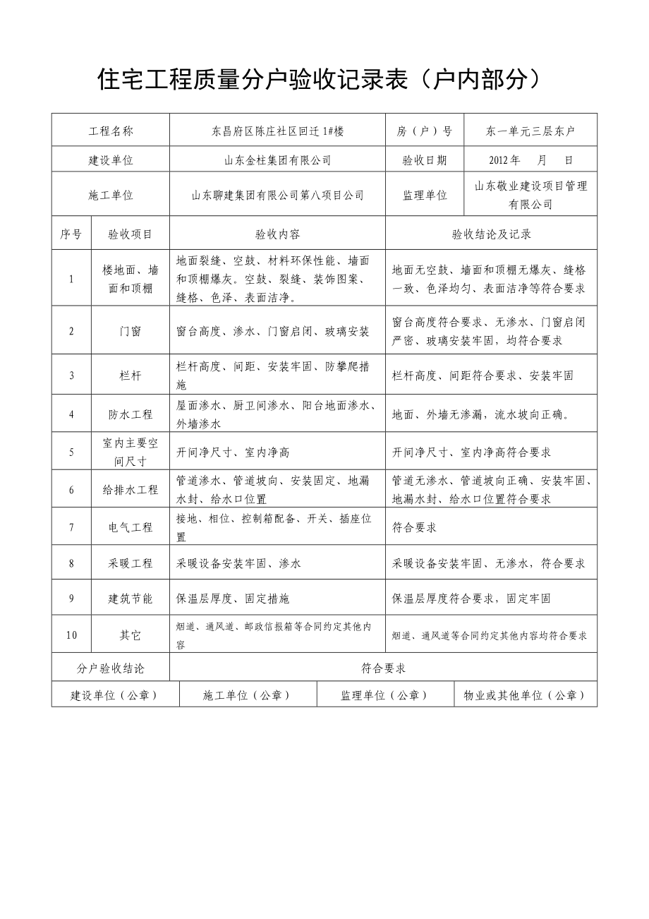 住宅工程质量分户验收记录表(户内).docx_第1页