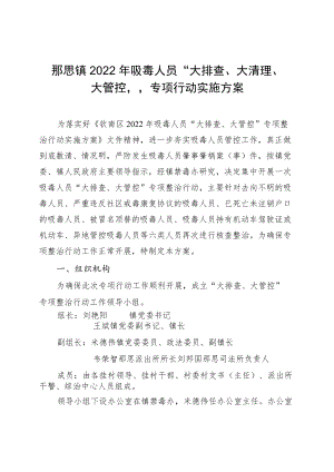 那思镇2022年吸毒人员“大排查、大清理、大管控”专项行动实施方案.docx