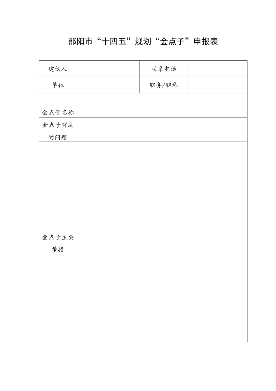 邵阳市“十四五”规划“金点子”申报表.docx_第1页