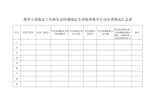 领导干部落实工作和生活待遇规定专项检查集中行动自查情况汇总表.docx