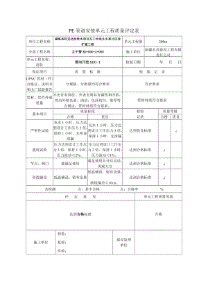 UPVC硬聚乙烯给水管道安装单元工程质量评定表.docx