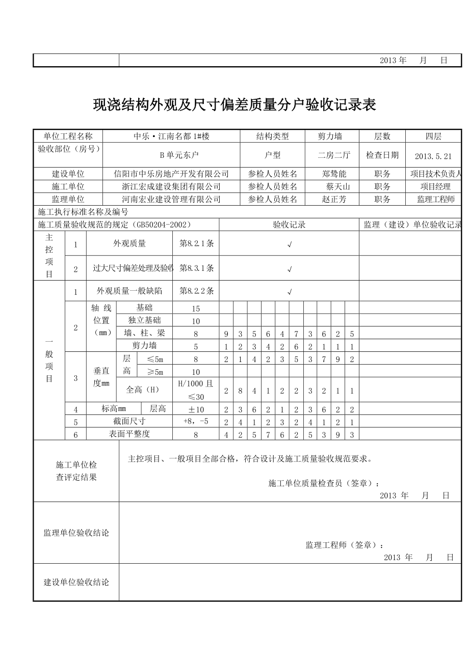 1楼现浇结构外观及尺寸偏差质量分户验收记录表.docx_第3页