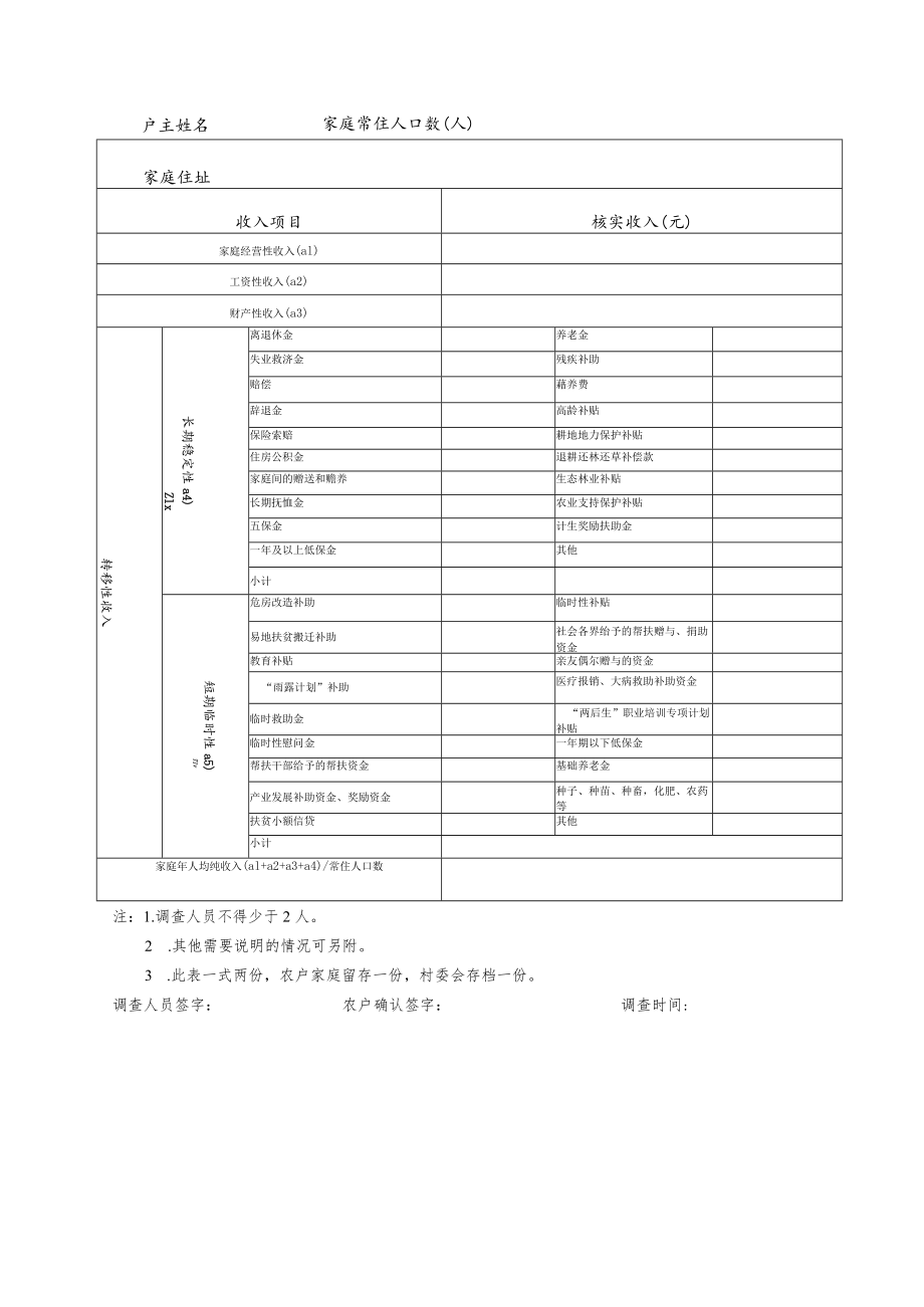 陕西省xx市xx县xx乡镇、办xx村xx年拟退出贫困户家庭年人均纯收入情况调查表.docx_第3页